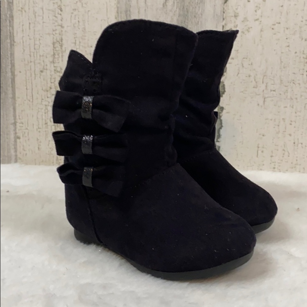 Garanimals Black Slouch Boots, Three Bows, Size 3